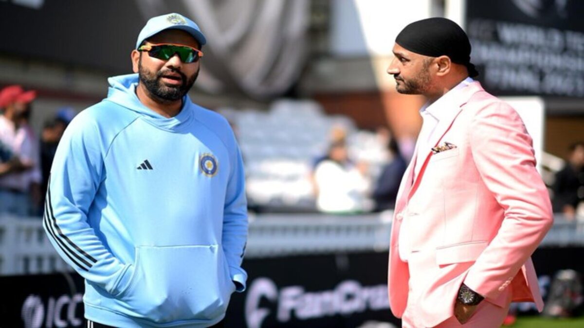 Harbhajan Singh and Rohit Sharma.