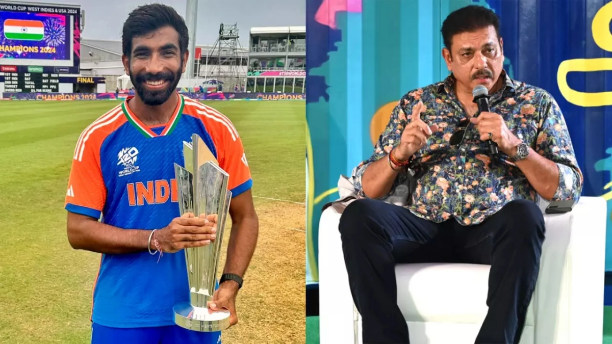 Jasprit Bumrah and Ravi Shastri.