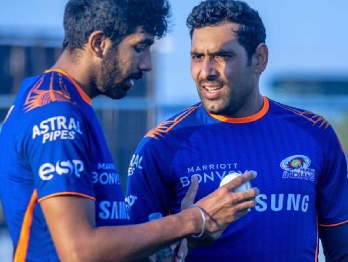 Jasprit Bumrah and Zahoor Khan. Photo- MI Twitter