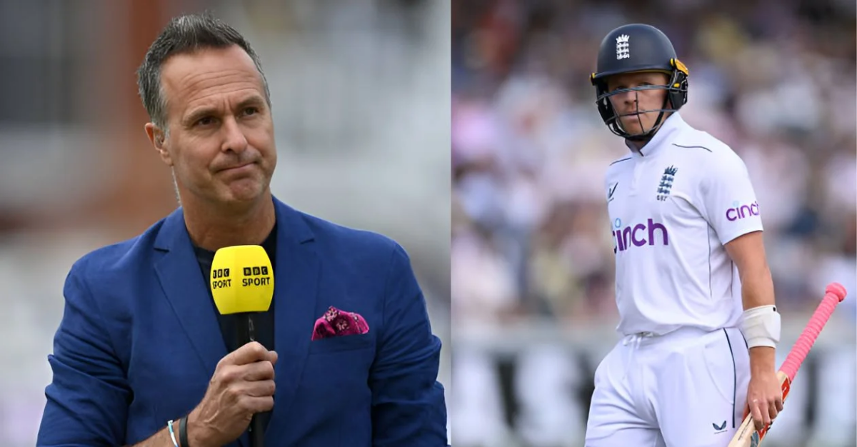 Michael Vaughan and Ollie Pope. Photo- Getty