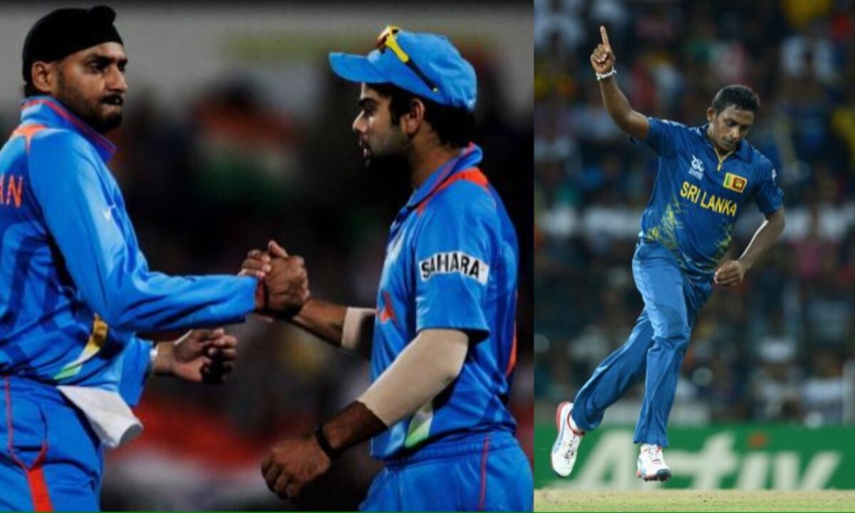 Virat Kohli, Harbhajan Singh and Ajantha Mendis.