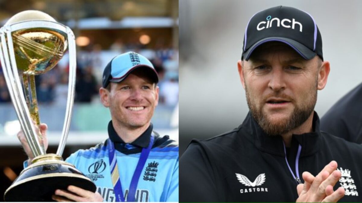 Eoin Morgan and Brendon McCullum.