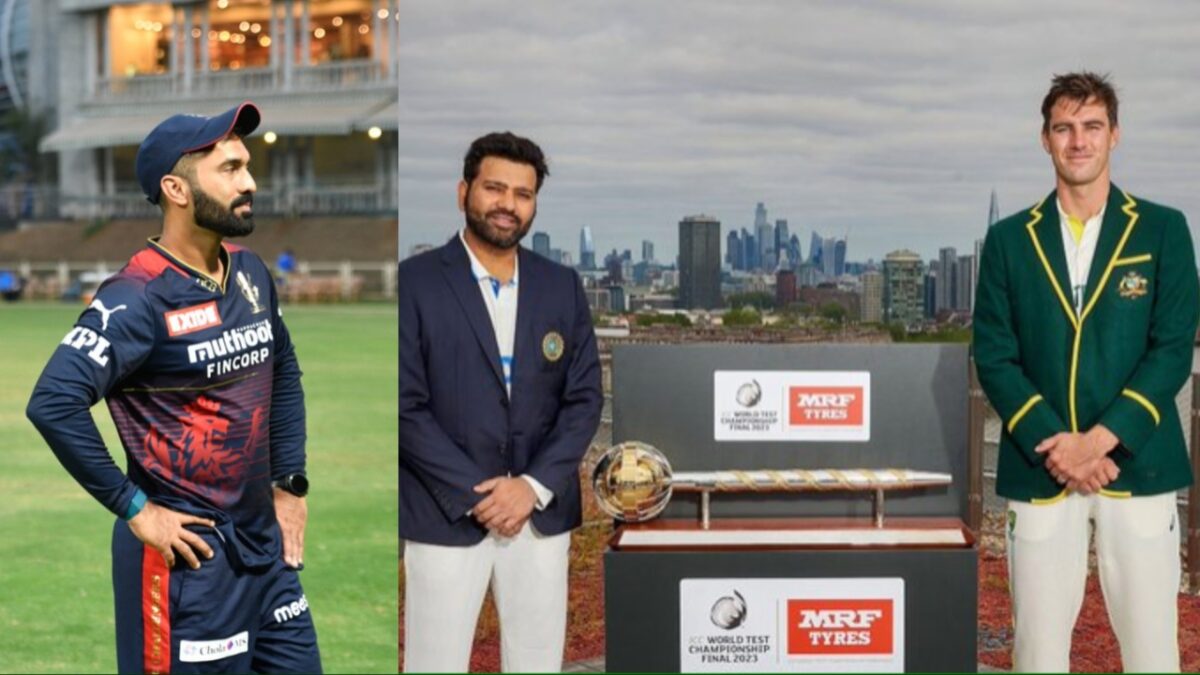 Dinesh Karthik, Indian captain Rohit Sharma, and Australian captain Pat Cummins.