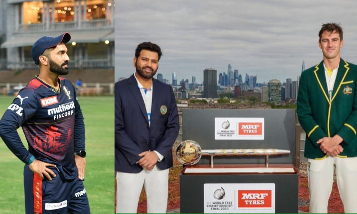 Dinesh Karthik, Indian captain Rohit Sharma, and Australian captain Pat Cummins.