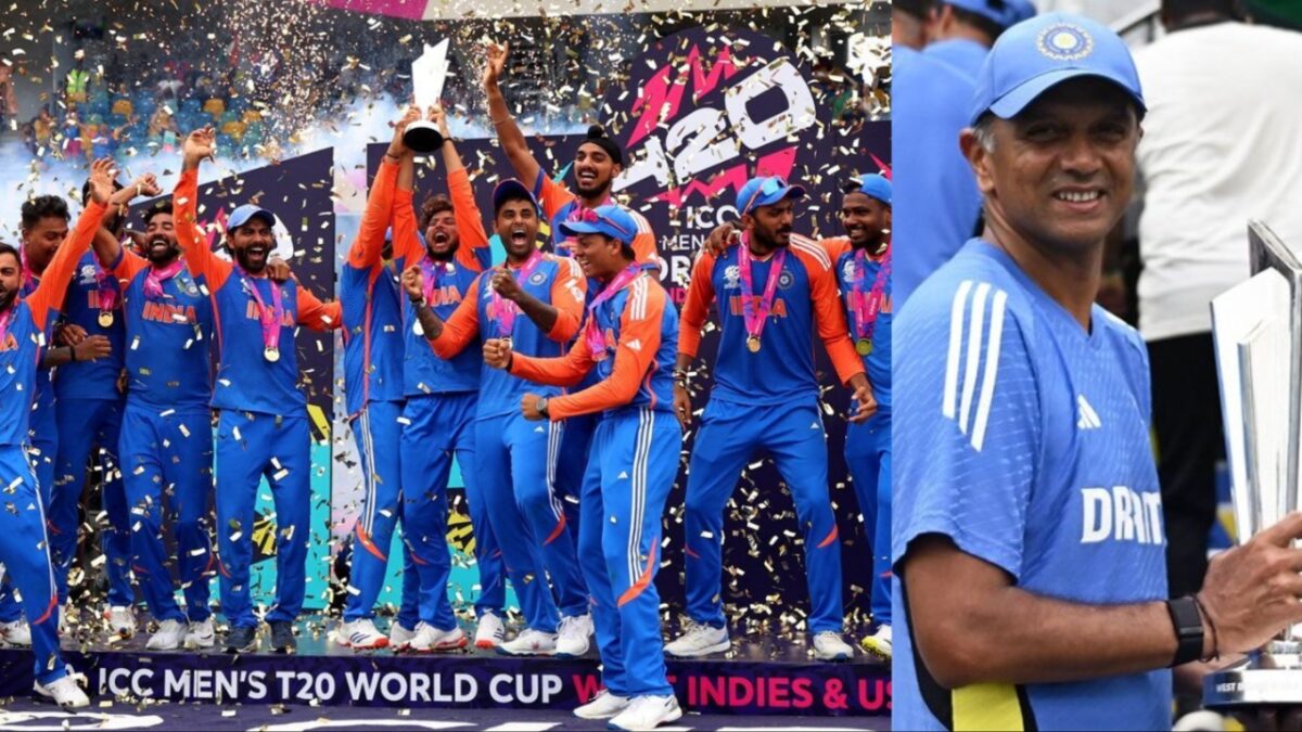 Rahul Dravid and India's T20 World Cup 2024 winning moment.