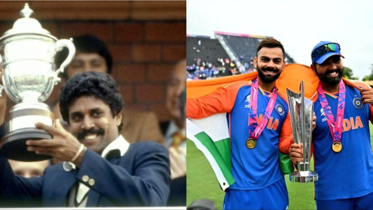 Kapil Dev, Rohit Sharma and Virat Kohli.