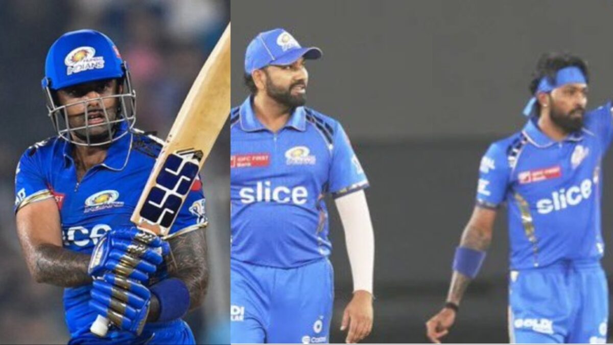 Suryakumar Yadav, Rohit Sharma, Hardik Pandya of Mumbai Indians.