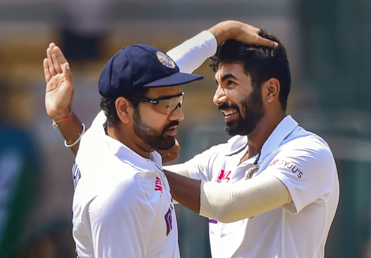 Jasprit Bumrah and Rohit Sharma. Photo- PTI