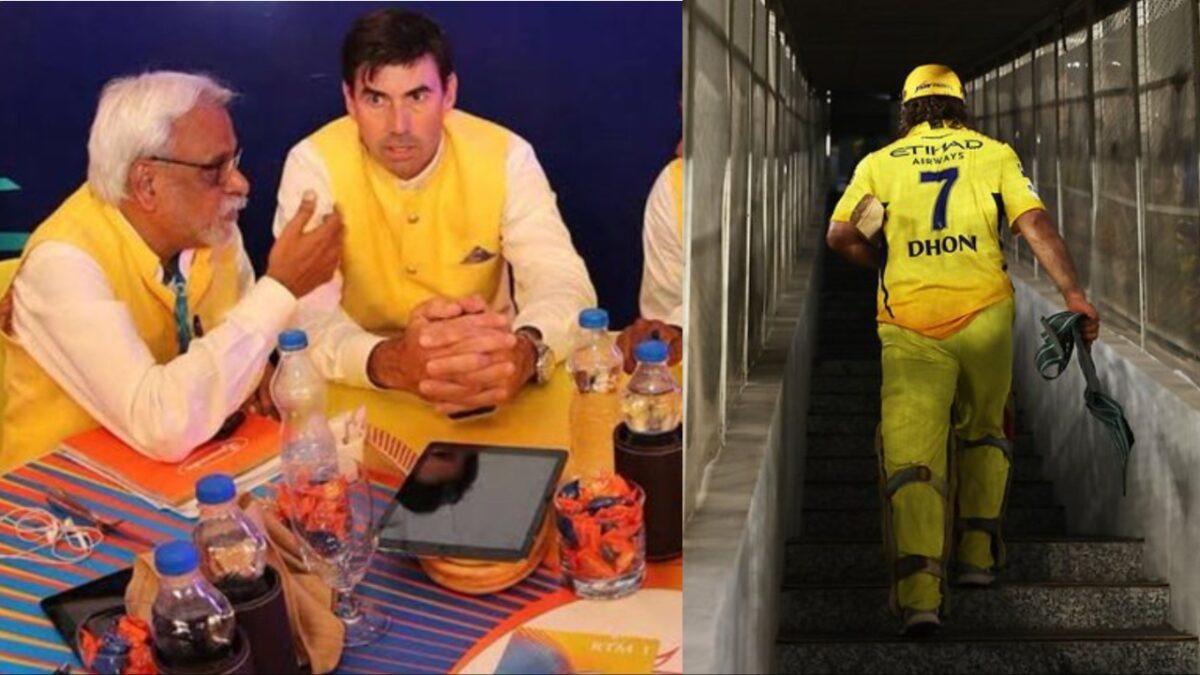 Stephen Fleming, Kasi Viswanathan and MS Dhoni.