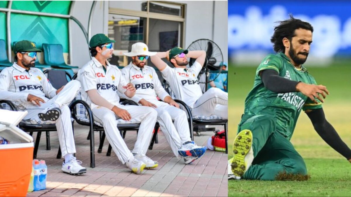 Hasan Ali and three veterans of Pakistan- Babar Azam, Shaheen Afridi and Naseem Shah.