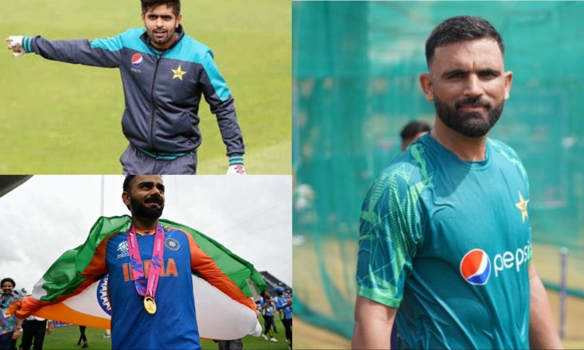 Pakistan's Babar Azam and Fakhar Zaman with Virat Kohli.
