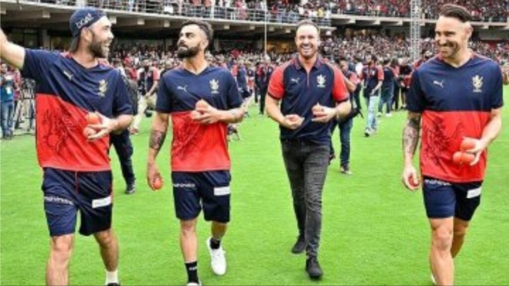 Glenn Maxwell, Virat Kohli, Faf Du Plessis and Ab de Villiers for RCB.