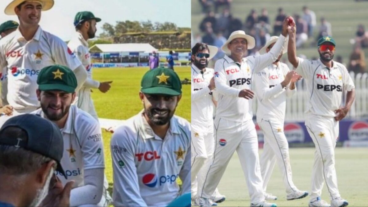 Pakistan's Babar Azam, Mohammad Rizwan, Sajid Kha, Noman Ali, Shaheen Afridi and Naseem Shah.