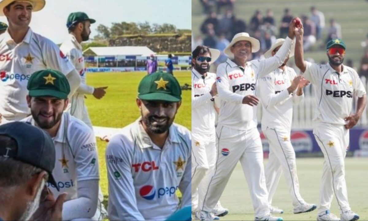 Pakistan's Babar Azam, Mohammad Rizwan, Sajid Kha, Noman Ali, Shaheen Afridi and Naseem Shah.