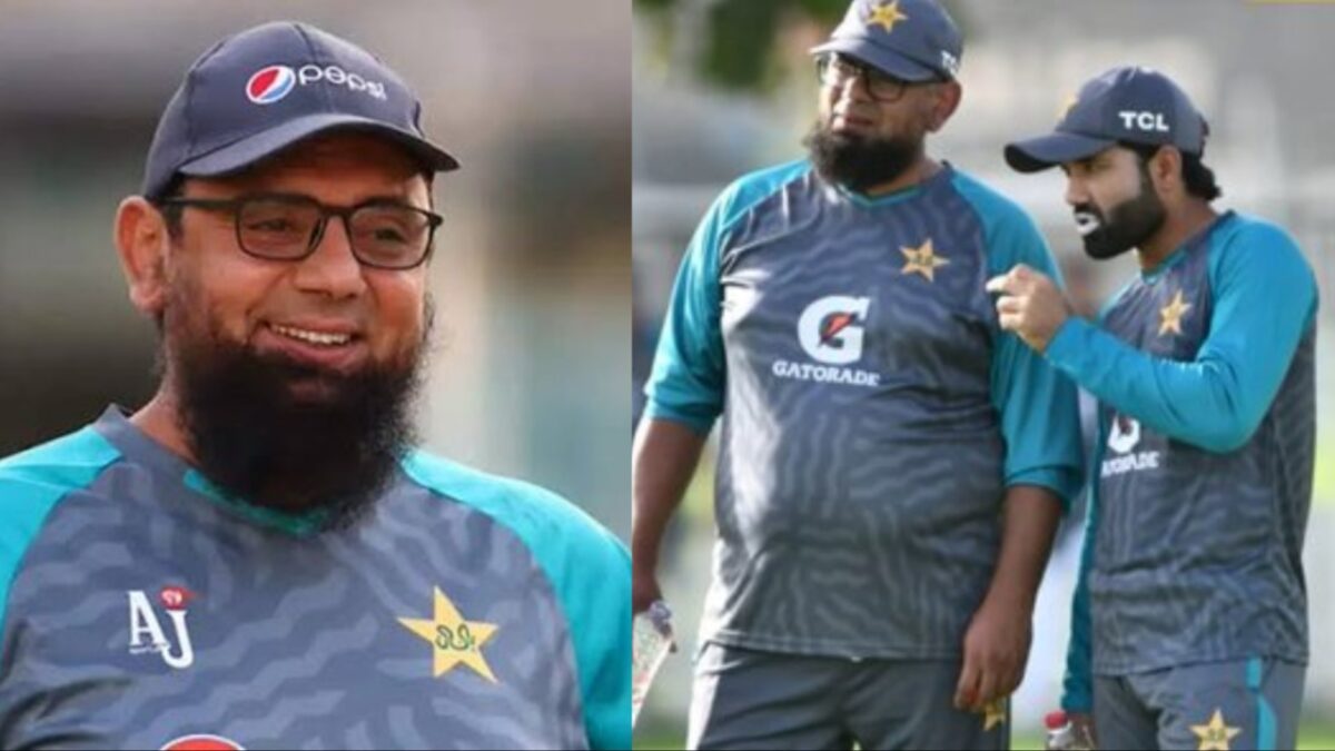 Saqlain Mushtaq and Mohammad Rizwan of Pakistan.