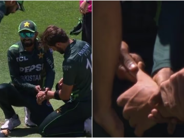 Watch- Babar Azam Fixes Shaheen Afridi’s Dislocated Thumb During Final AUS vs PAK ODI