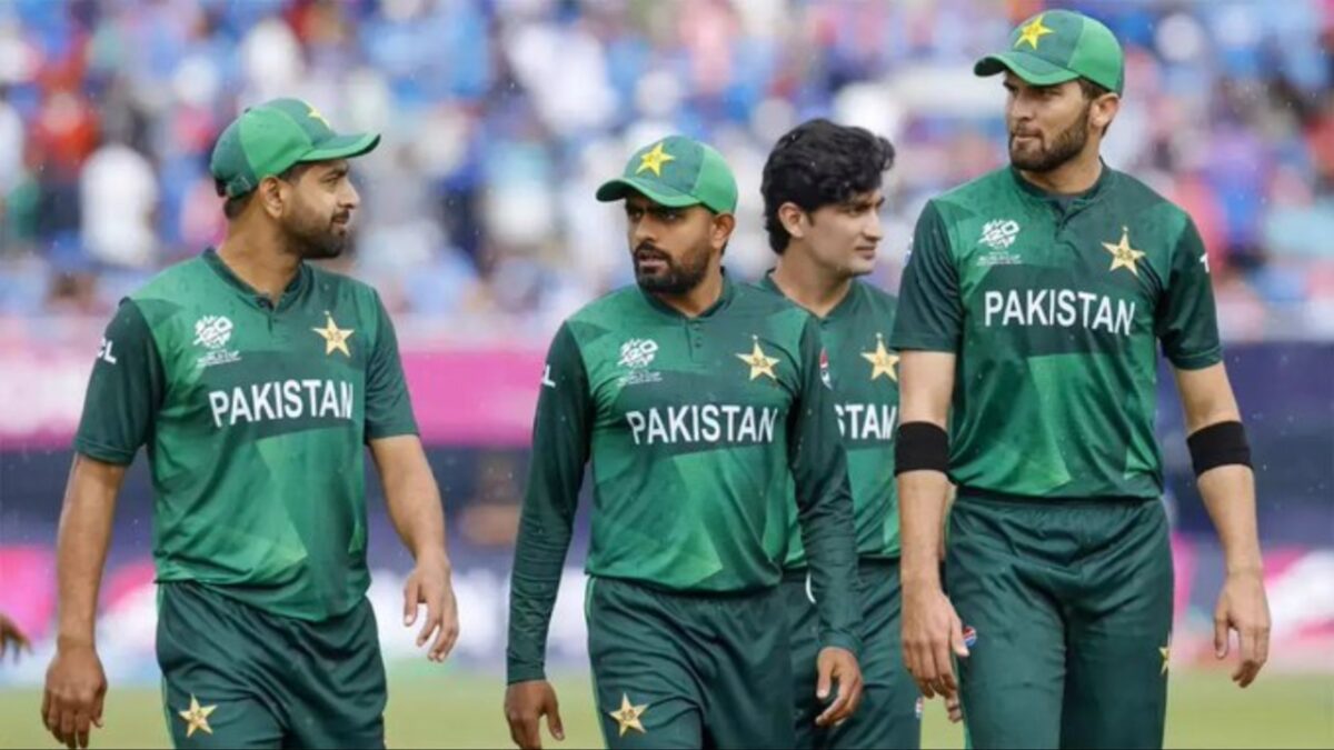 Harris Rauf, Shaheen Afridi, Naseem Shah, Babar Azam of Pakistan.