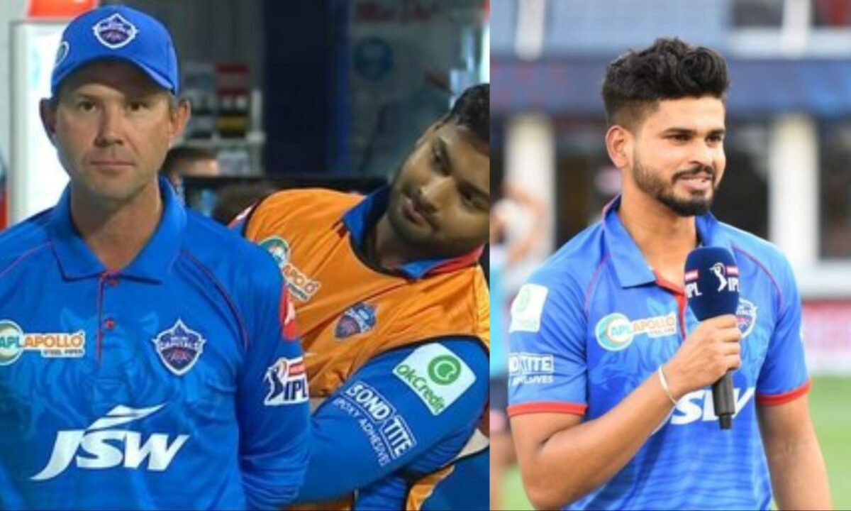 PBKS coach Ricky Ponting, Shreyas Iyer and Rishabh Pant.