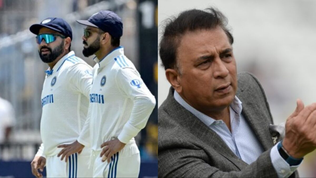 Rohit Sharma, Virat Kohli of India's Test team and Sunil Gavaskar.