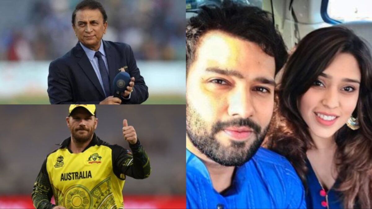 Sunil Gavaskar, Ritika Sajdesh, Rohit Sharma and Aaron Finch.