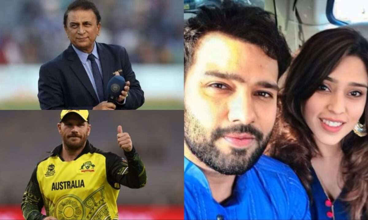 Sunil Gavaskar, Ritika Sajdesh, Rohit Sharma and Aaron Finch.
