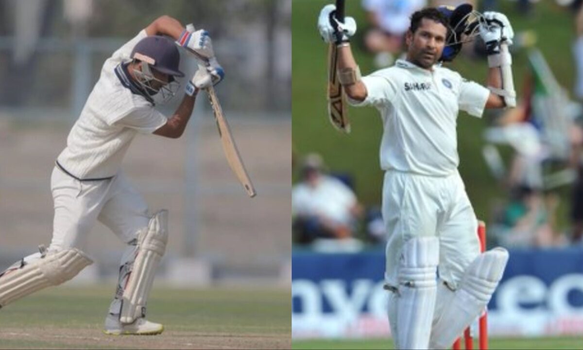 Haryana opener Yashvardhan Dalal and Sachin Tendulkar.