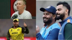 Australia's Brad Haddin and Aaron Finch, India's Rishabh Pant and Virat Kohli.