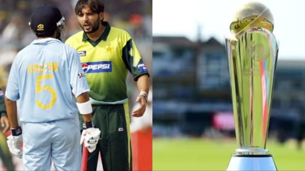 Pakistan's Shahid Afridi, India's Gautam Gambhir and Champions Trophy 2025.