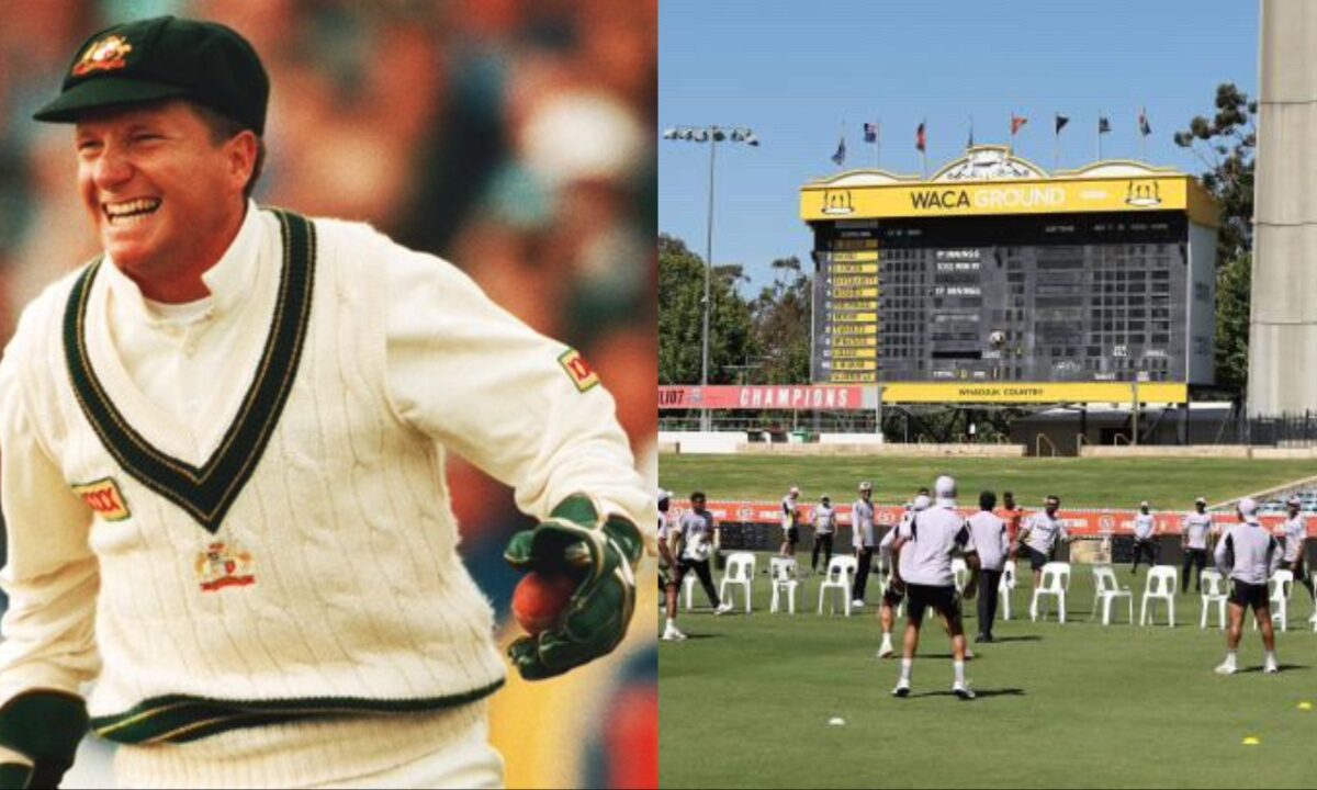 Ian Healy and India's practice session in the nets.