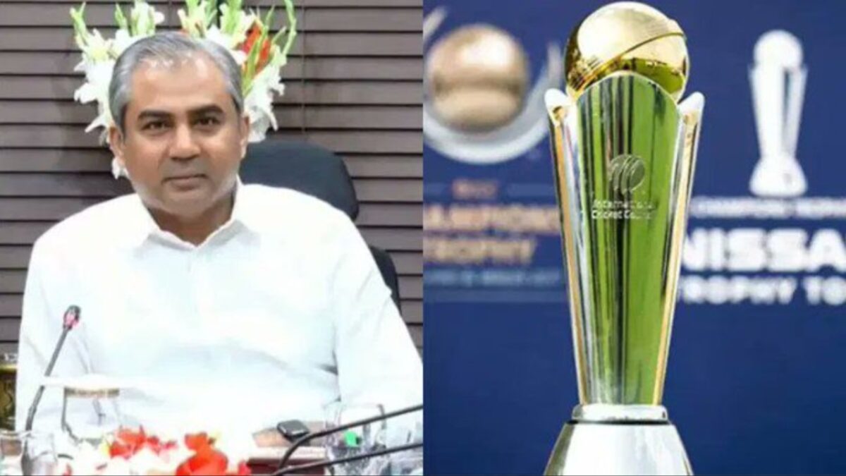 Pakistan Cricket Board (PCB) chairman Mohsin Naqvi and The Champions Trophy 2025.