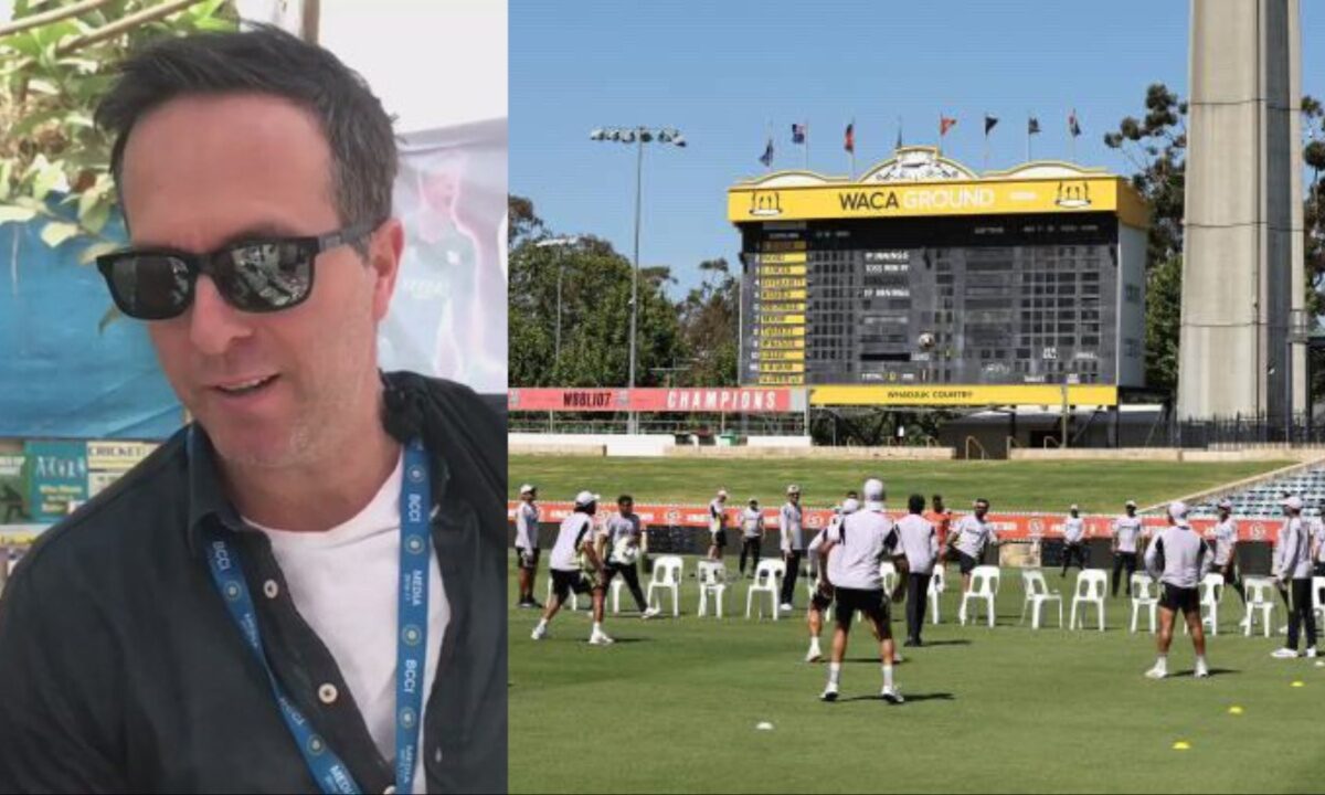 Michael Vaughan and India's practice game.