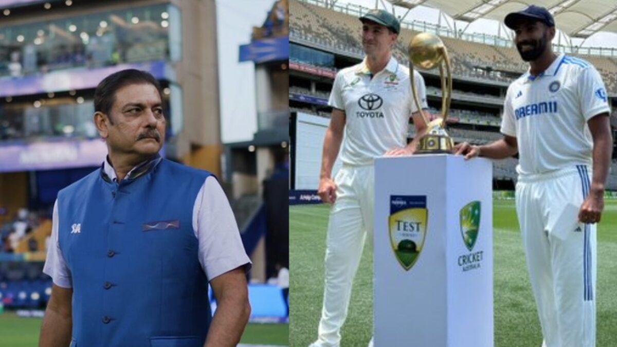 Ravi Shastri, Pat Cummins and Jasprit Bumrah.