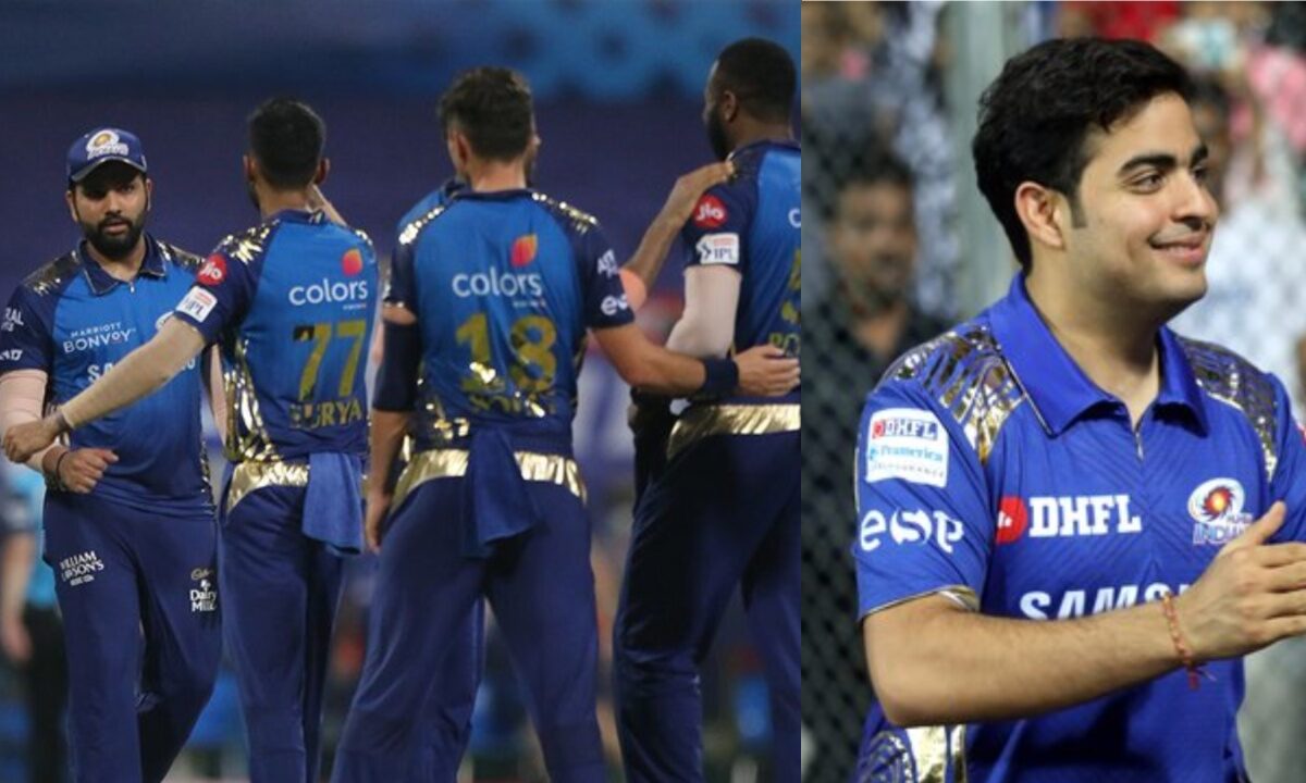 MI owner Akash Ambani and their team.