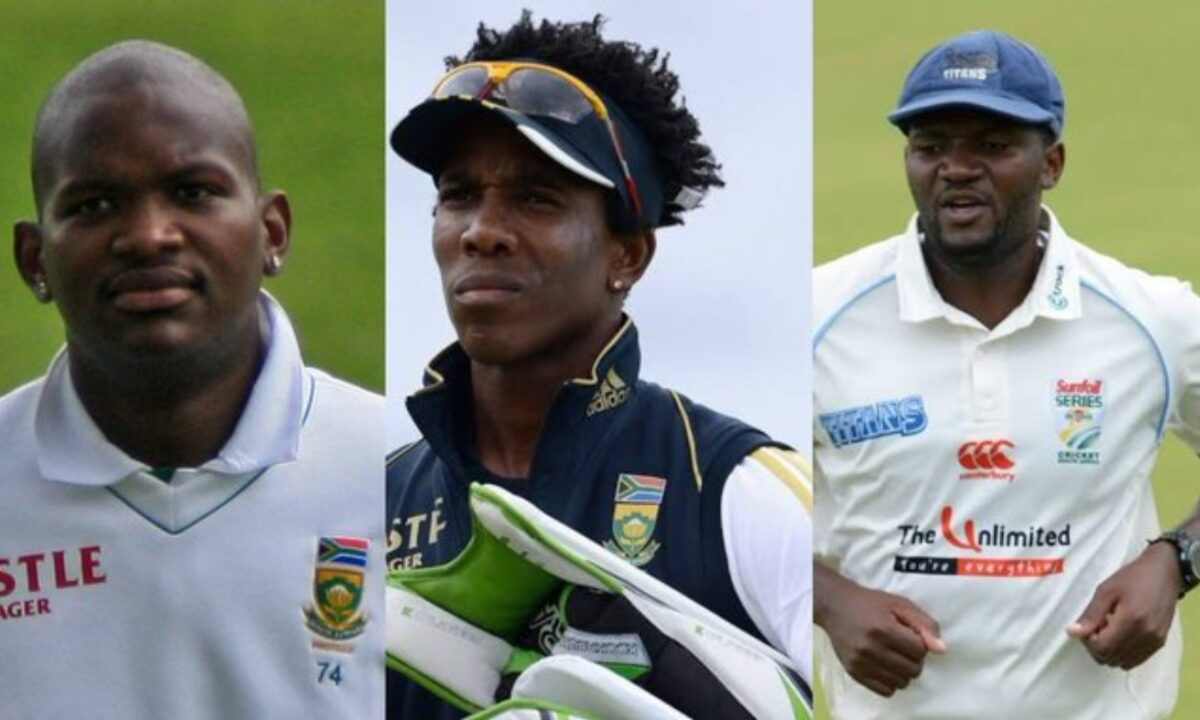 Nkateko Mbhalati, Thami Tsolekile, Lonwabo Tsotsobe of South Africa.