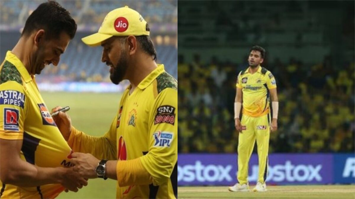 Deepak Chahar and MS Dhoni of CSK.