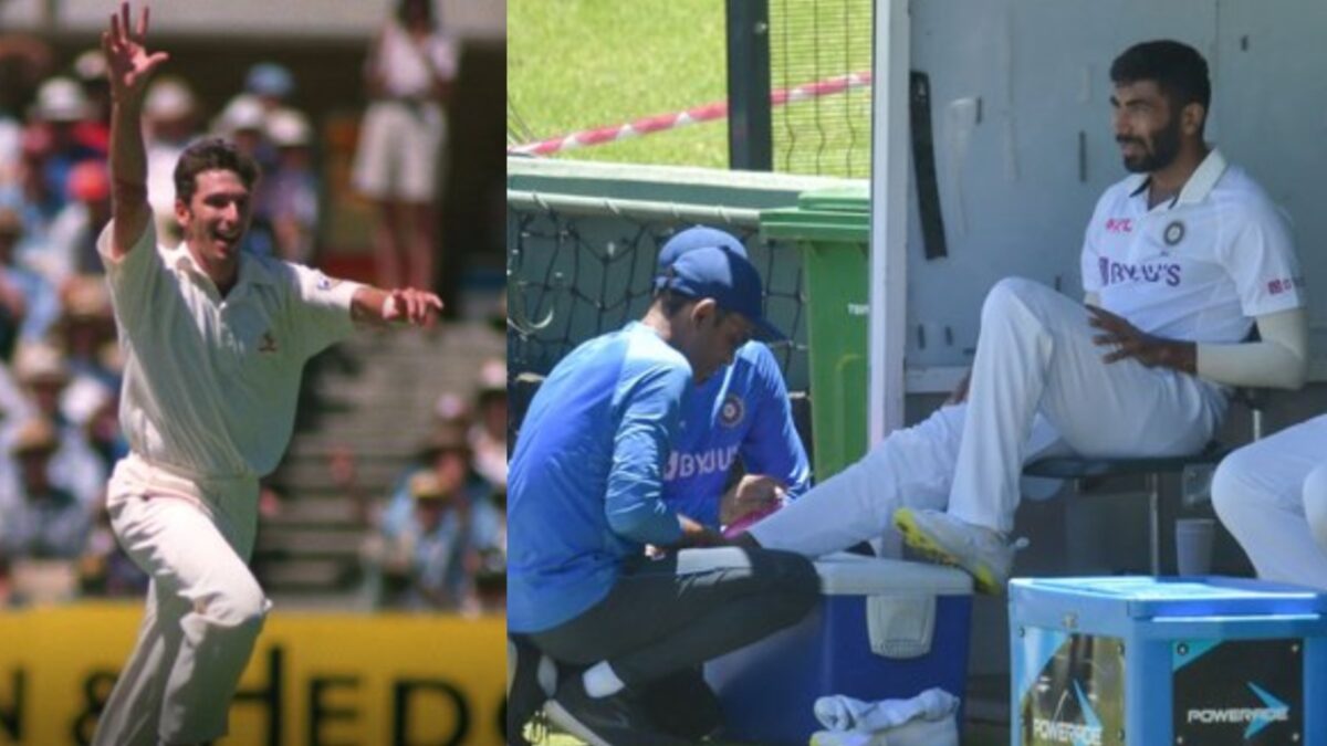 India's Jasprit Bumrah and Australia's Damien Fleming.