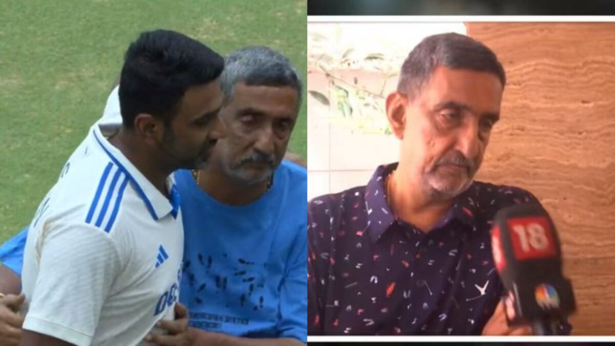 Ravichandran Ashwin and his father.