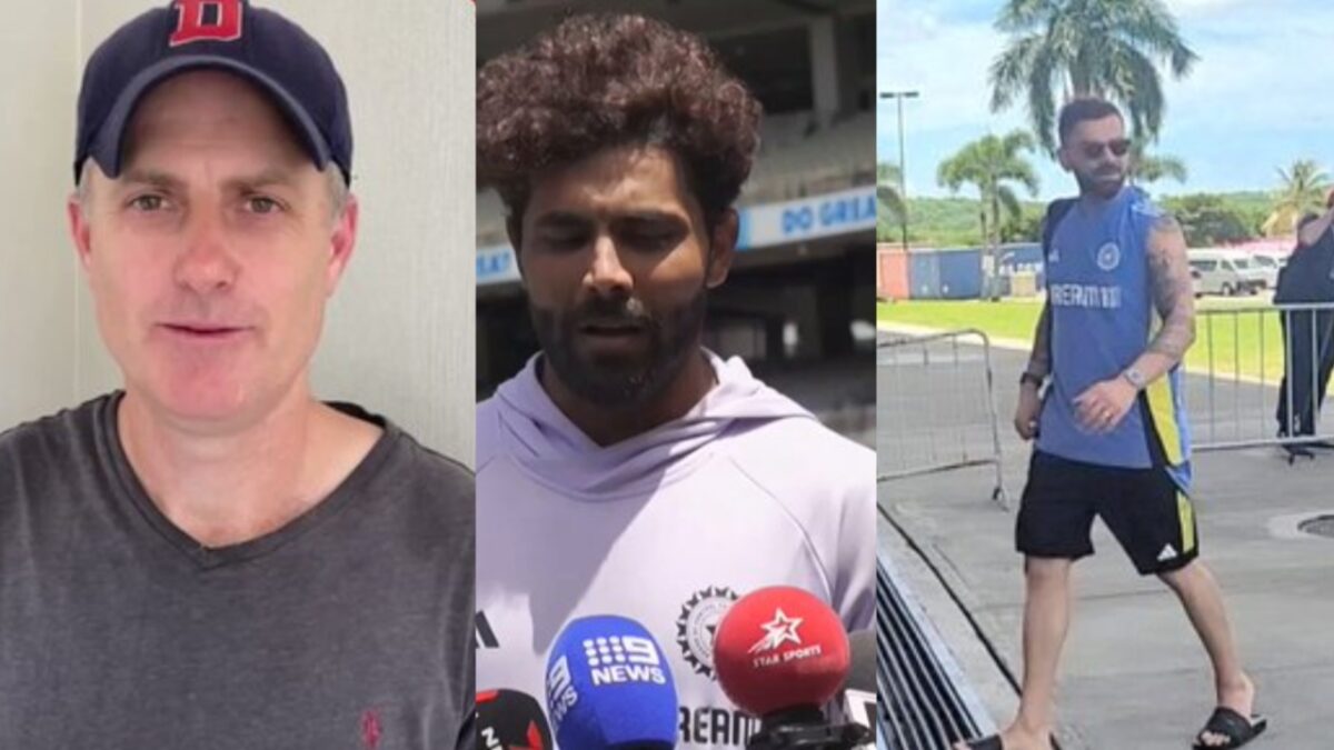 Simon Katich, Virat Kohli and Ravindra Jadeja.