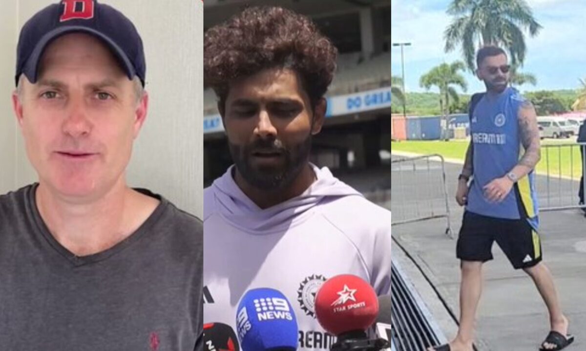 Simon Katich, Virat Kohli and Ravindra Jadeja.