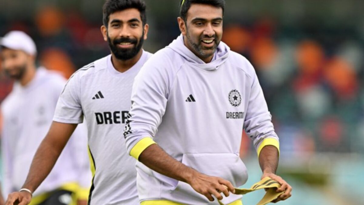 Jasprit Bumrah and Ravichandran Ashwin of India.