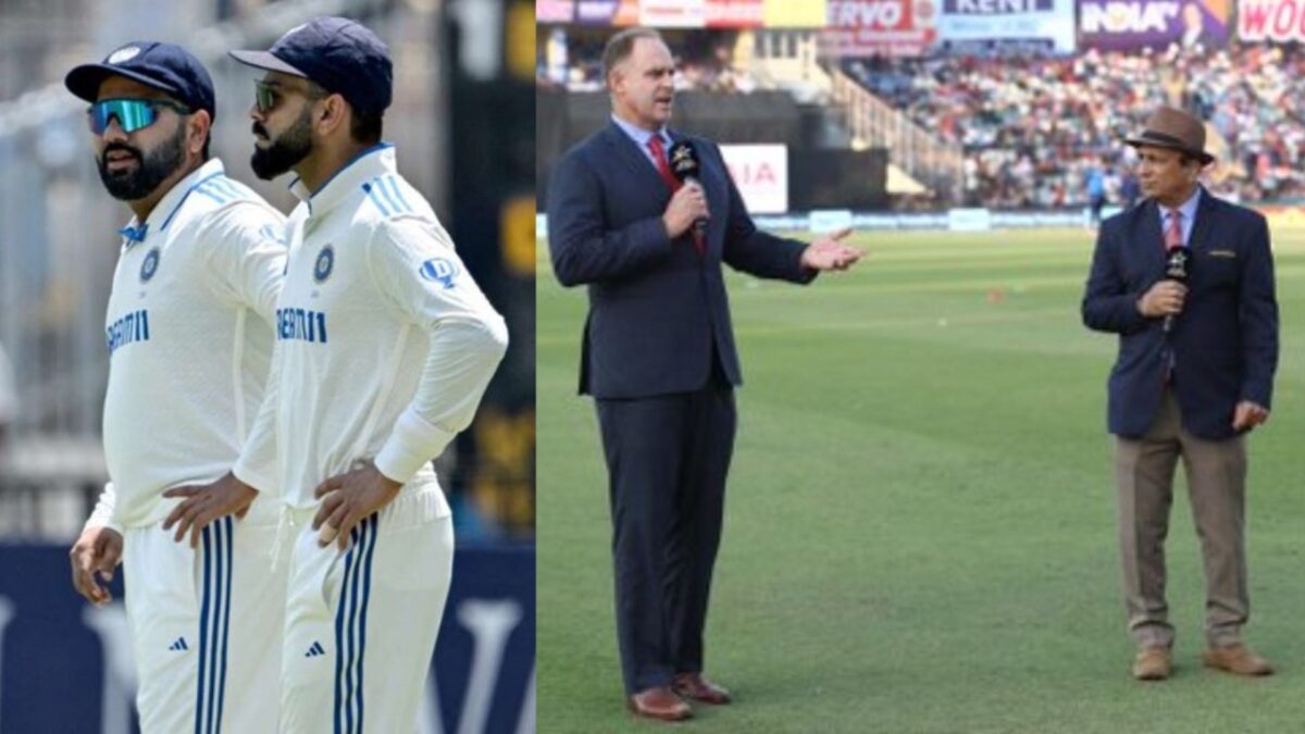 India's Virat Kohli, Rohit Sharma with Sunil Gavaskar and Matthew Hayden.