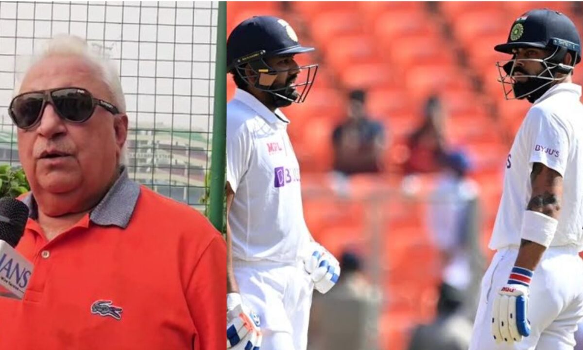 Surinder Khanna, Rohit Sharma and Virat Kohli of India.