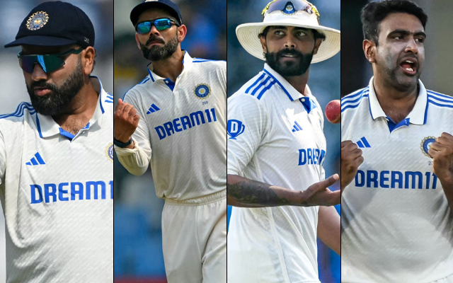 Rohit Sharma, Virat Kohli, Ravindra Jadeja and Ravi Ashwin. Photo- Getty