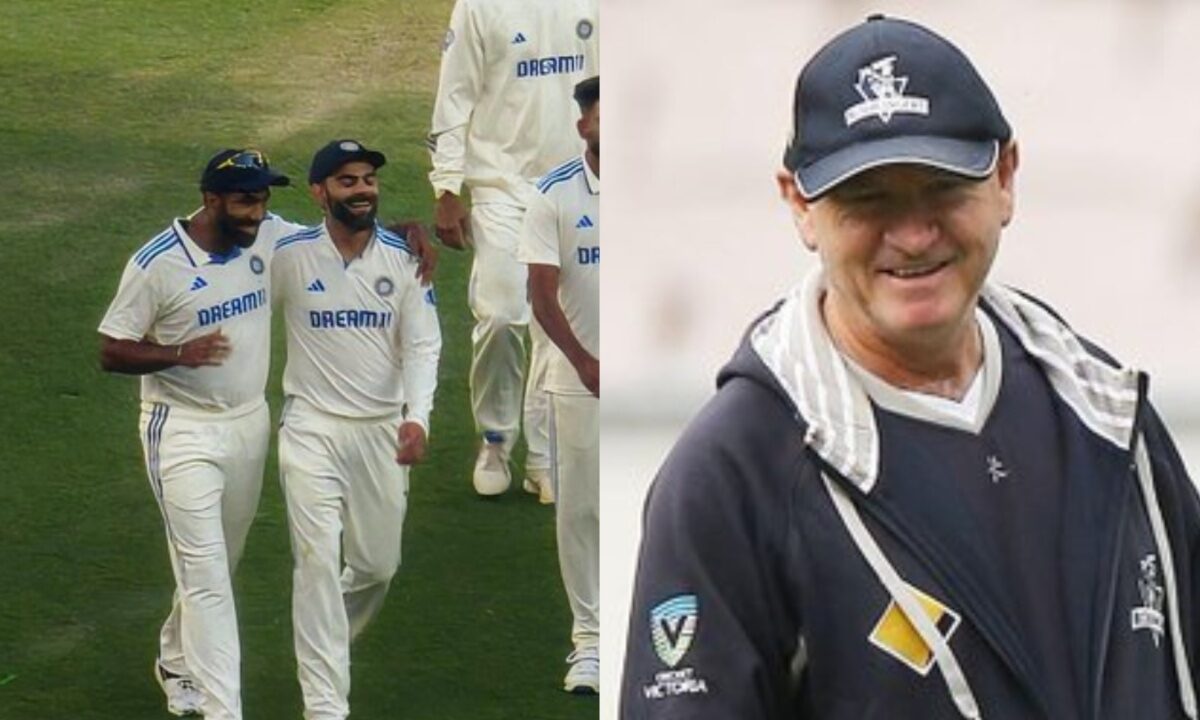 Greg Shipperd, Virat Kohli and Jasprit Bumrah of India.