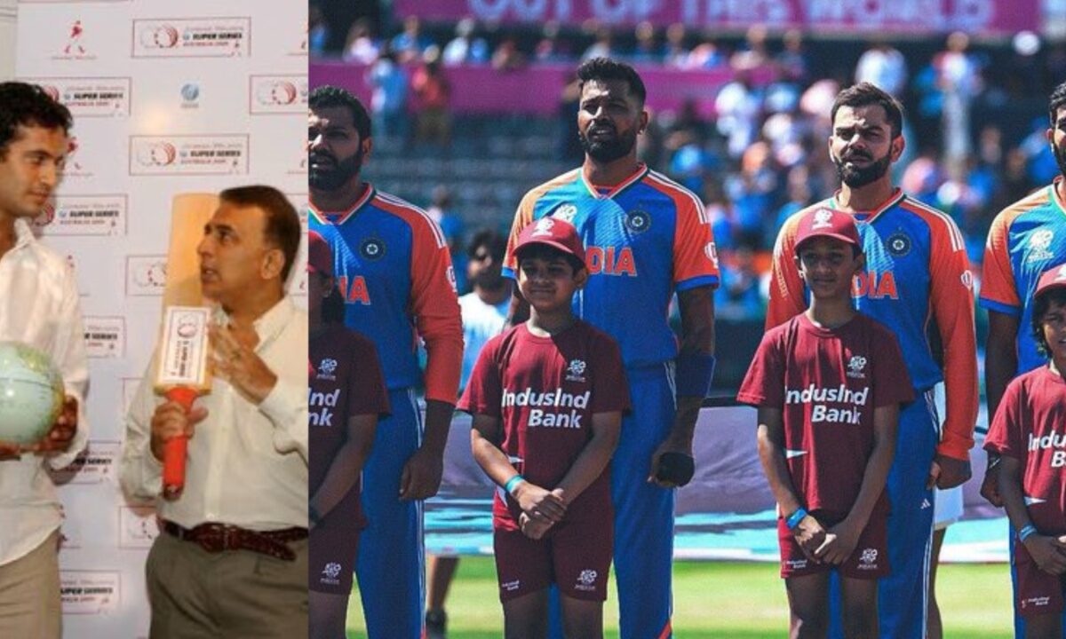 Sunil Gavaskar, Irfan Pathan, Rohit Sharma, Virat Kohli and Hardik Pandya of India.