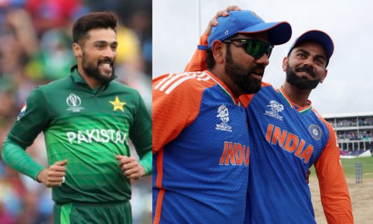 India's Virat Kohli and Rohit Sharma and Pakistan's Mohammad Amir.