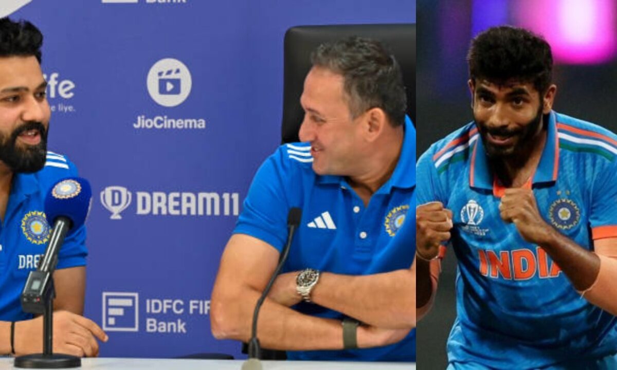 Ajit Agarkar, Rohit Sharma and Jasprit Bumrah.