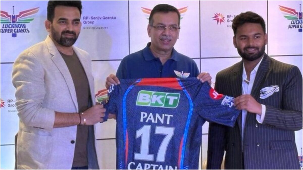 LSG's Zaheer Khan, Rishabh Pant and Sanjeev Goenka.