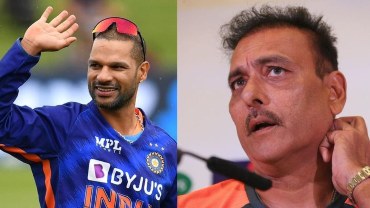 India's Shikhar Dhawan and Ravi Shastri.