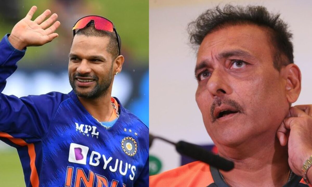 India's Shikhar Dhawan and Ravi Shastri.